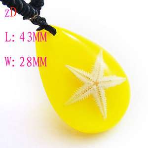 c7562 starfish Yellow Amber Teardrop Necklace Pendant  