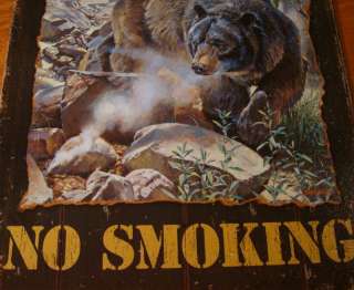 PLEASE NO SMOKING Black Bear Lodge Log Cabin Camping Home Decor Sign 