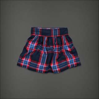 NWT Abercrombie Fitch plaid TARYN navy blue red skirt L  