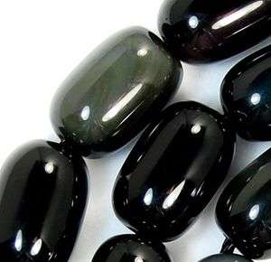 8x12mm Natural Black Obsidian Column Beads 15.5  