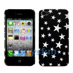 Black Stylish Star Hard Case Back Cover For iPhone 4 4G  