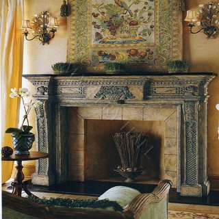 Floral Fireplace Surround Cast Stone Black Stone Top  