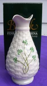 NIB BELLEEK Bone China BLARNEY Vase Brown Backstamp  