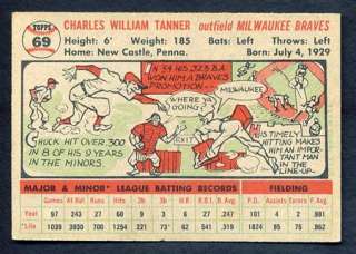 1956 Topps #69 Chuck Tanner ExMt EX Mint Braves  