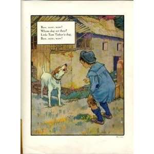   Little Tom Tinkers Dog Mother Goose Rhyme Print 1921 
