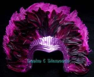 Hot Pink Ostrich Feather Showgirl Costume Headdress  