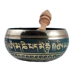  Tibetan Buddhist Green 5 Inch Singing Bowl