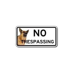    Color No Trespassing Guard Dog Door Signs   12x6