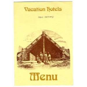  Vacation Hotels Menu New Zealand 1981 
