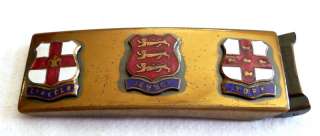 50s English Brass Enamel Heraldic Military BELT BUCKLE  