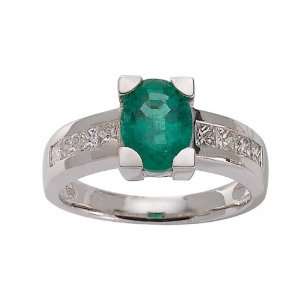  18ct Gold Emerald & Diamond Ring Size 6.5 Jewelry