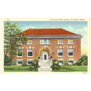1940s Vintage Postcard   La Grange Public Library   La Grange Illinois