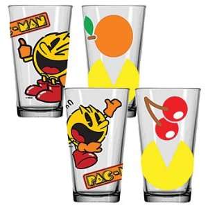   : Retro Pac Man Video Game Drinking Glasses (Set/4): Kitchen & Dining