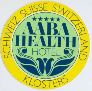 Aaba Health Hotel ~KLOSTERS SWITZERLAND~ Label / Decal  