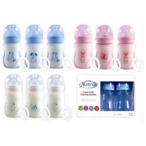 Nurtria 3 Pack 8 Oz. Anti Colic Baby Bottles, BPA Free  