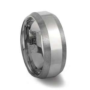  Tungsten Ring   Polished with Brushed Beveled Edges 7MM 