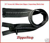20 Swarovski Rhinestone Zipper~Separating~Black (Sm)  