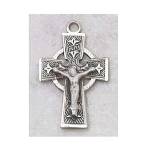   Irish Crucifix Cross with 18 Rhodium Chain in Gift Box. Jewelry