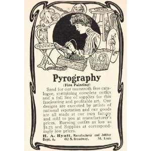  1904 Ad Pyrography Fire Painting Art Craft UNUSUAL 