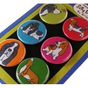  Basset Hound Silly Dog Magnet Set of 6: Office Products