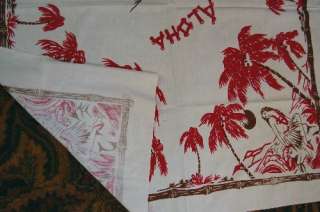 ALOHA Vintage Hawaii State Souvenir Tablecloth UNUSUAL!  