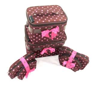 Polka Dot Cosmetic Case Travel Luggage MakeUp Bag  SET  