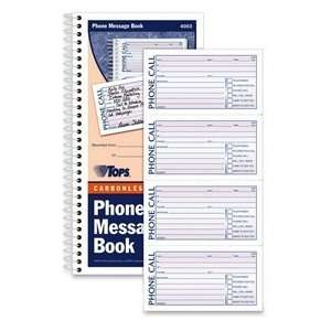  Tops Business Forms Phone Call Book, 11x5 1/2, 400 Sets 