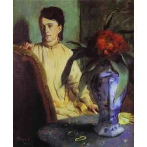 Oil Painting: Woman with Porcelain Vase: Edgar Degas Hand Painted 