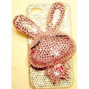 Pink & Silver Love Bunny Rabbit iPhone 4 & 4S Bling Crystal Case Super 