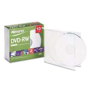 Memorex : DVD RW Discs, 4.7GB, 2x, with Slim Jewel Cases, Silver, 10 
