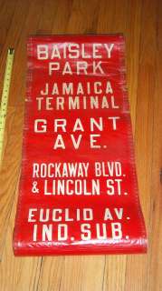 VINTAGE 1950 GMC NYC GREEN BUS ROLL SIGN COLLECTIBLE EUCLID GRANT AVE 