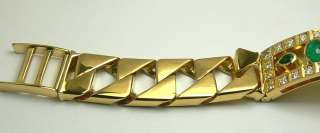 15cts Substantial Colombian Emerald Gold & Diamond Mens Bracelet 