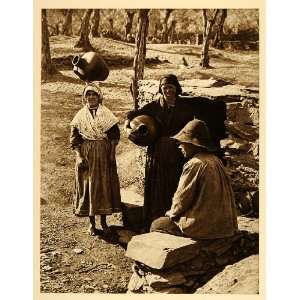  1925 Peasant Women Costume Dress Water Jar Hurdes Spain 