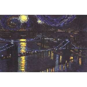   Night over Brooklyn Bridge by Nathan Mellot 36x24: Kitchen & Dining