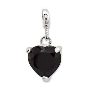  Sterling Silver Black CZ Heart Enhancer: Jewelry