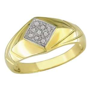  10K Yellow Gold .05 ctw Mens Diamond Ring: Jewelry