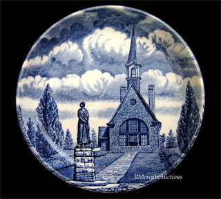 Blue BURLEIGH Plate ATLANTIC Canada Evangeline Church  