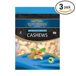 Kleins Naturals Dry Roasted Unsalted Cashews, 7 Ounce (Pack of 3)