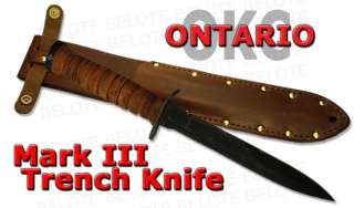 Ontario Knife Company Mark III M3 Trench Knife w/ Leather Sheath 8155 