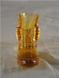 FENTON AMBER GLASS BOW BOOT BOOTIE DAISY BUTTON  
