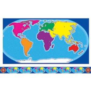  Borders W/ Corners World Map &: Office Products