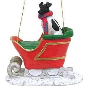  Black Fox Terrier in a Sleigh Christmas Ornament: Home 