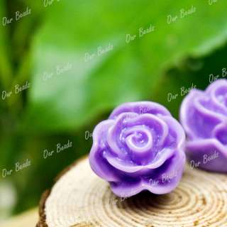 10 Pcs Purple Rose Resin Flower Cabochon Beads RB0589 5  