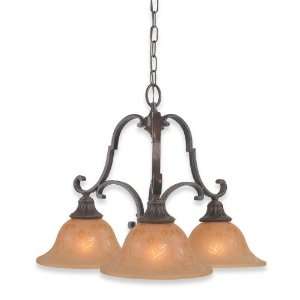   Chandelier Palladio Bronze with Amber Etched Globes: Home Improvement