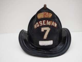 Vintage CAIRNS Metal Fire Helmet HOSEMAN 7 Fire Fighter Helmet Leather 