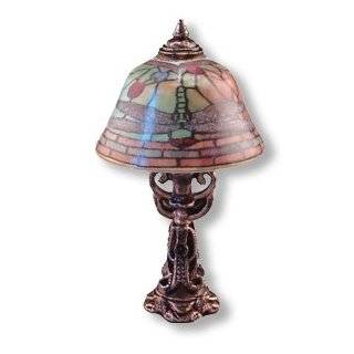 Dollhouse Miniature Table Lamp W Dragonfly Design Tiffany Style Shade