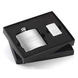 Personalized Flask & Zippo Lighter Gift Set  Kitchen 
