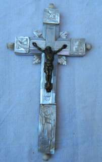 1880 RELIQUARY STATIONS OF CROSS MOTHER PEARL CRUCIFIX RELIC  