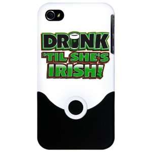 iPhone 4 or 4S Slider Case White Drinking Humor Drink Til Shes Irish 
