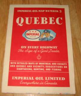 1946 QUEBEC CANADA Highway MAP   IMPERIAL OIL Co.  